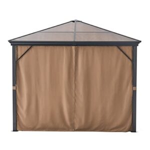 Christopher Knight Home Aruba Outdoor Aluminum Framed Gazebo with Hardtop, 10' x 10', Brown / Black