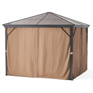 Christopher Knight Home Aruba Outdoor Aluminum Framed Gazebo with Hardtop, 10' x 10', Brown / Black