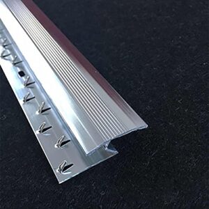 vreox carpet to tile/flooring/wood/laminate transition threshold strip, z type edge metal plate strip door bars, indoor carpet cover trim strip (color : silver)