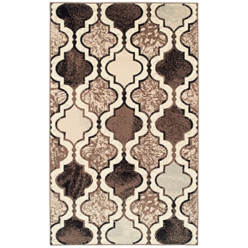 Superior Indoor Area Rug, Jute Backed, Perfect For Living/ Dining Room, Bedroom, Office, Kitchen, Entryway, Modern Geometric Trellis Floor Decor, Viking Collection, 8' x 10', Ivory