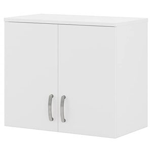 bush business furniture storage laundry room wall cabinet with doors and shelves, white