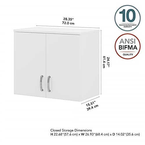 Bush Business Furniture Storage Laundry Room Wall Cabinet with Doors and Shelves, White