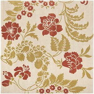 safavieh capri collection 7′ square beige / rust cpr340a handmade premium wool area rug