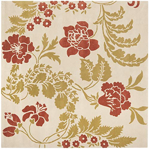 SAFAVIEH Capri Collection 7' Square Beige / Rust CPR340A Handmade Premium Wool Area Rug