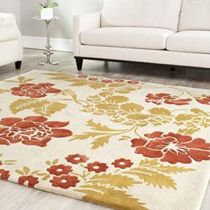 SAFAVIEH Capri Collection 7' Square Beige / Rust CPR340A Handmade Premium Wool Area Rug