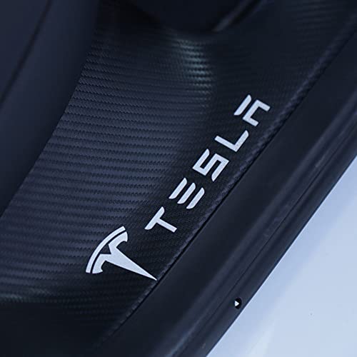 RSKVA Full Coverage Threshold Protection Sticker for Tesla Model 3 Carbon Fiber Leather Door Entry Guard Sticker Inner Accessories Self-Adhesive (White)