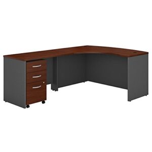 bush business furniture src007hclsu series c left handed l shaped desk with mobile file cabinet, hansen cherry