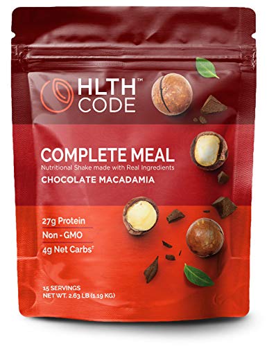 HLTH Code Complete Meal Replacement Powder | High Protein | Chocolate Macadamia Flavor | 15 Servings