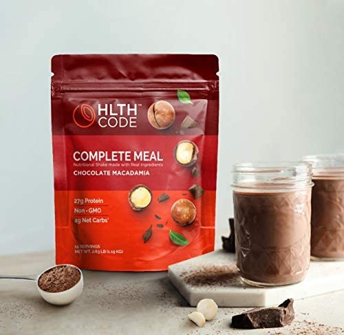 HLTH Code Complete Meal Replacement Powder | High Protein | Chocolate Macadamia Flavor | 15 Servings