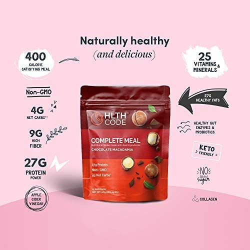 HLTH Code Complete Meal Replacement Powder | High Protein | Chocolate Macadamia Flavor | 15 Servings