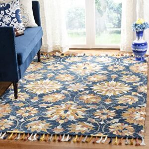 safavieh aspen collection 5′ x 8′ navy/multi apn139n handmade floral tassel wool area rug