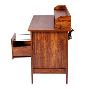 OneSpace Eleanor Executive Desk Wood Grain, Golden Cherry