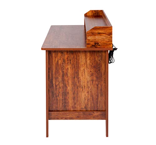 OneSpace Eleanor Executive Desk Wood Grain, Golden Cherry