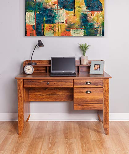 OneSpace Eleanor Executive Desk Wood Grain, Golden Cherry