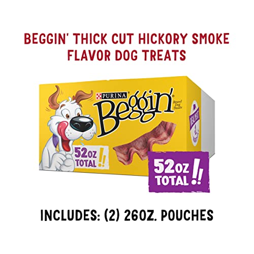 Purina Beggin' Strips Real Meat Dog Treats, Thick Cut Hickory Smoke Flavor - (2) 26 oz. Pouches