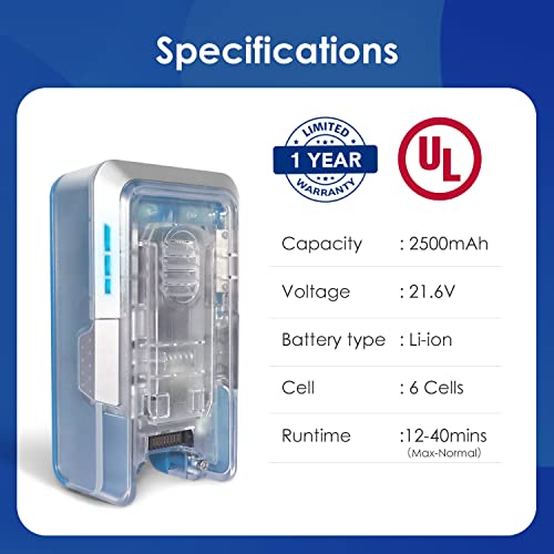 Tineco Replacement Battery for A11 Hero & A11 Hero EX & A11 Tango, Cordless Vacuum Cleaner Replacement Battery-21.6 Volt 2500mAh Space Blue