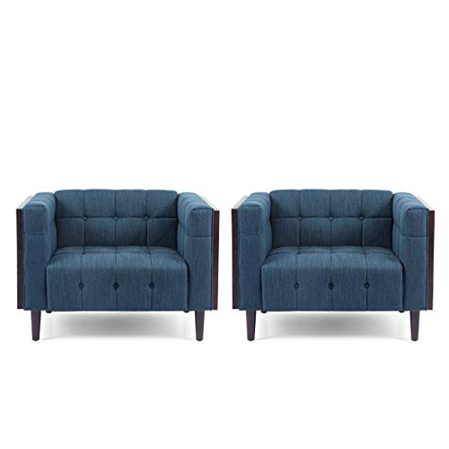 Christopher Knight Home McLarnan Club Chair Sets, Navy Blue + Brown