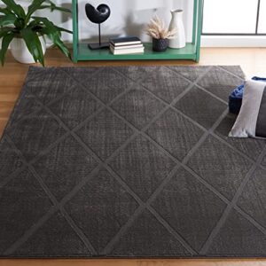 safavieh revive collection 5’3″ x 7’7″ charcoal rev104h non-shedding trellis area rug