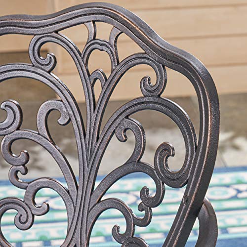 Christopher Knight Home Zona Outdoor 5 Piece Cast Aluminum Dining Set, Shiny Copper