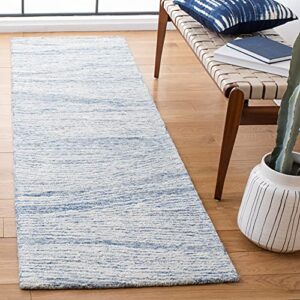 safavieh metro collection 2’3″ x 6′ blue/ivory met995m handmade modern contemporary wool entryway foyer living room bedroom kitchen runner rug