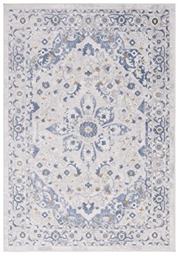 Safavieh Palma Collection 9' x 12' Beige/Light Blue PAM354A Oriental Floral Medallion Non-Shedding Area Rug