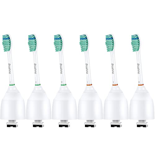 Replacement Toothbrush Heads for Philips Sonicare E-Series HX7022/66, 6 Pack, Fits Sonicare Essence, Xtreme, Elite, Advance, and CleanCare Electric Toothbrush with Hygienic caps by Brushmo