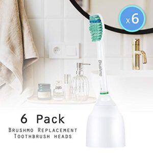 Replacement Toothbrush Heads for Philips Sonicare E-Series HX7022/66, 6 Pack, Fits Sonicare Essence, Xtreme, Elite, Advance, and CleanCare Electric Toothbrush with Hygienic caps by Brushmo