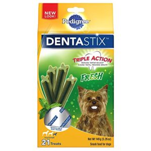 pedigree dentastix dental dog treats, fresh, for small dogs, 5.26 oz (21 treats)