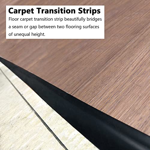 Floor Transition Strip Thresholds for Doors,PVC Rubber Reducer for Carpet to Tile Floor Uneven Trim,Cuttable Edge Trim Building Molding(Color:Black,Size:Length 1m/39.4in)