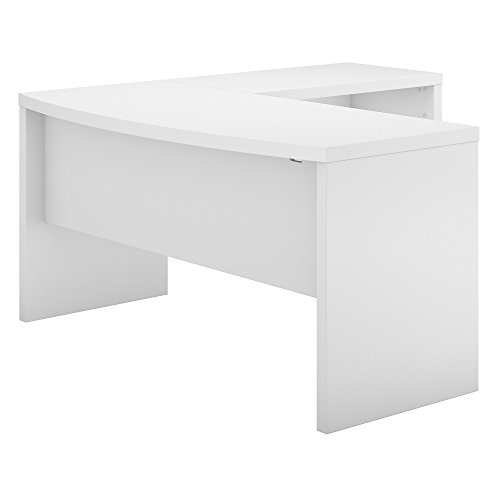 Bush Business Furniture Echo L Shaped Bow Front Desk, Pure White