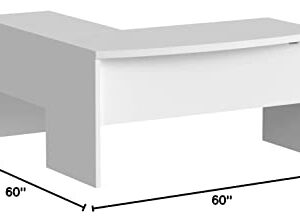 Bush Business Furniture Echo L Shaped Bow Front Desk, Pure White