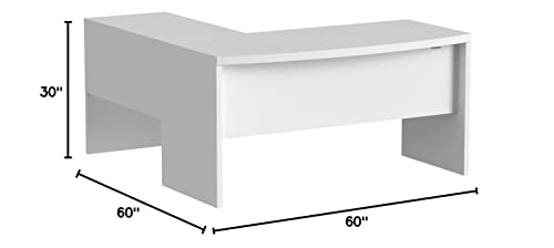 Bush Business Furniture Echo L Shaped Bow Front Desk, Pure White