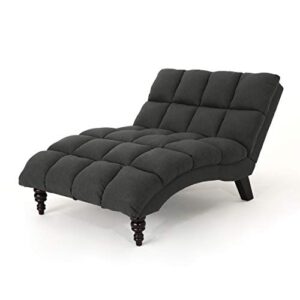 christopher knight home kaniel traditional tufted fabric double chaise, dark grey / dark espresso