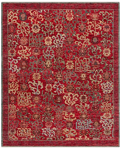 Safavieh Sultanabad Collection 10' x 14' Red/Ivory SUL1101Q Hand-Knotted Traditional Oriental Wool Area Rug