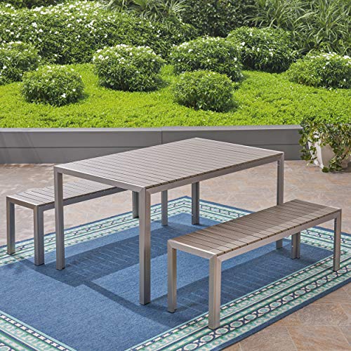 Christopher Knight Home Butler Outdoor Picnic Set, Silver + Natural