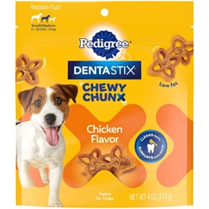 pedigree dentastix chewy chunx dental treats, small/medium dog – 4 oz.
