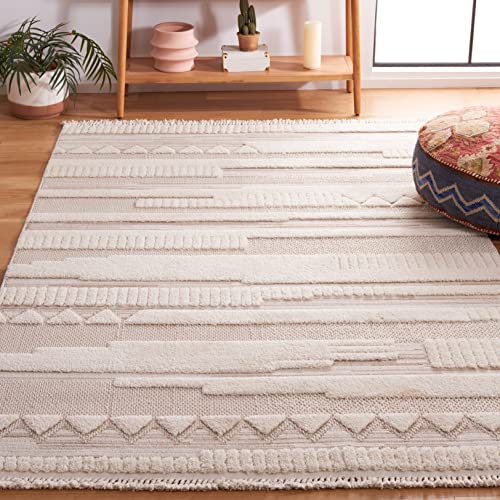 Safavieh Urban Collection 9' x 12' Ivory/Beige URB200A Moroccan Rustic Tassel Fringe Area Rug