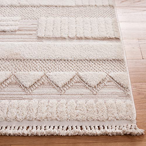 Safavieh Urban Collection 9' x 12' Ivory/Beige URB200A Moroccan Rustic Tassel Fringe Area Rug