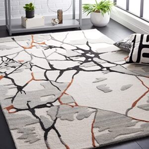 safavieh metro collection 4′ x 6′ ivory/grey met884f handmade modern contemporary textured wool area rug