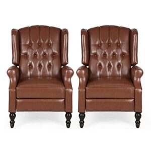 christopher knight home elaine contemporary tufted recliners (set of 2), cognac brown + dark brown