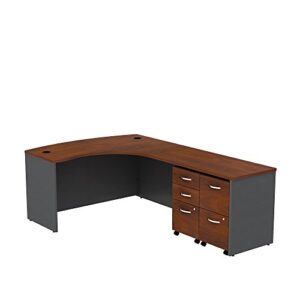 bush business furniture series c 60w bowfront rh l-desk, 2-drawer mobile pedestal and 3-drawer mobile pedestal