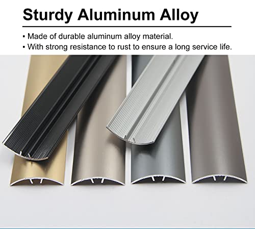 Transition Threshold Strip Heavy Duty Aluminum Transition Strip,Indoor Lightweight Threshold Strip for Bathroom and Kitchen Doors,Tile to Board Transition Bar Edge Decoration(Color:Gray)
