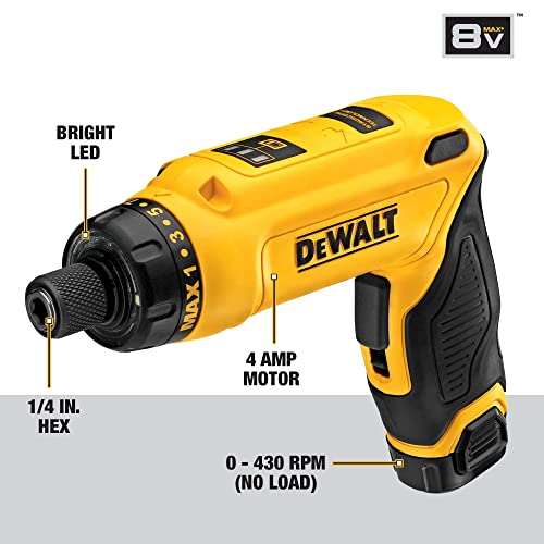 DEWALT 8V MAX Gyroscopic Cordless Screwdriver 1-Battery Kit, Electric (DCF680N1)