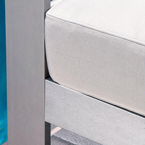 Christopher Knight Home Cape Coral Outdoor Aluminum Chat Set with Sunbrella Cushions (Optional Sunbrella Cushions), 4-Pcs Set, Cast Silver Sunbrella / Silver