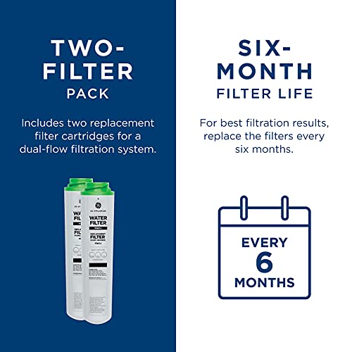 GE FQK2J Under Sink Water Filter Replacement | Dual Flow | NSF Certified: Reduces Sediment, Rust & Other Impurities from Water | Replace Every 6 Months for Best Results | 2 Water Filters