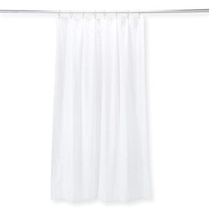 grab bar specialists heavy weighted shower curtain – for walk-in shower threshold / use with collapsible dam for water barrier / 3-ply textured vinyl / white / 48″ x 72″