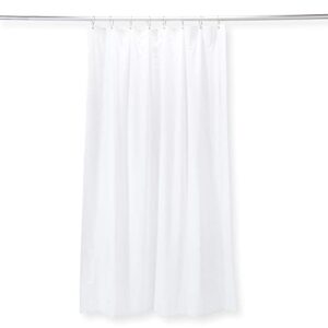 Grab Bar Specialists Heavy Weighted Shower Curtain - for Walk-in Shower Threshold / Use with Collapsible Dam for Water Barrier / 3-Ply Textured Vinyl / White / 48" x 72"