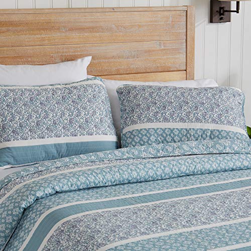 Great Bay Home 3-Piece Reversible Blue Full/Queen Quilt Comforter with 2 Shams | Lightweight, All-Season, Cozy, Modern Bedspreads | Paisley Coverlet Sets | Kadi Collection