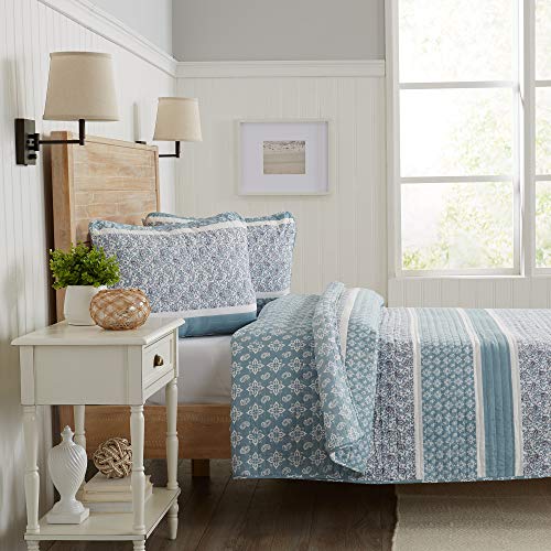 Great Bay Home 3-Piece Reversible Blue Full/Queen Quilt Comforter with 2 Shams | Lightweight, All-Season, Cozy, Modern Bedspreads | Paisley Coverlet Sets | Kadi Collection