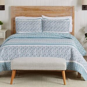 Great Bay Home 3-Piece Reversible Blue Full/Queen Quilt Comforter with 2 Shams | Lightweight, All-Season, Cozy, Modern Bedspreads | Paisley Coverlet Sets | Kadi Collection